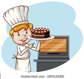 A Chef Baking Cake Bakery illustration