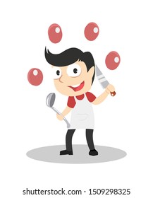 chef with ball vector illustration design