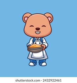 Chef Oso Lindo Dibujo Animado Personaje Ilustración