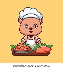 Chef Bär Nette Cartoon Figur Illustration