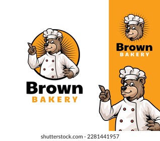 Chef Bear Mascot Logo Design. Fun and playful cartoon mascot perfect for culinary, food-related business and brands.