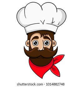 chef with beard and mustache in a chefs hat, vector illustration