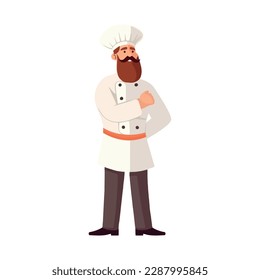 Chef con barba y uniforme aislado