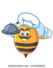 chef bee mascot character vector design
