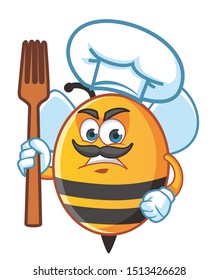 chef bee mascot character vector design