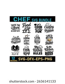 Chef black typography bundle design