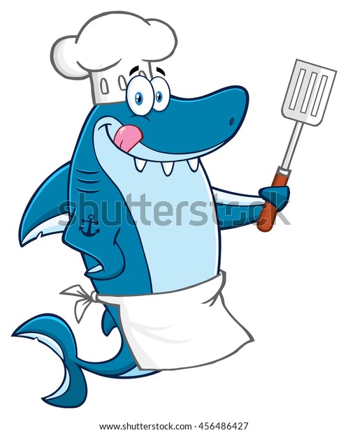 Chef Blue Shark Cartoon Mascot Character Stock Vector (Royalty Free ...