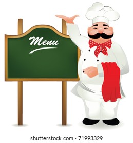 chef with board for menu