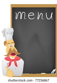 the chef and board for menu