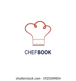 Chef book logo design template. Chef hat icon and book emblem for cooking courses, classes and culinary schools vector illustration. Education, business company, food store and learning concept.