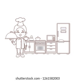 Chef boy cartoon brown lines