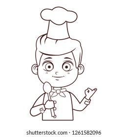 Chef boy cartoon brown lines