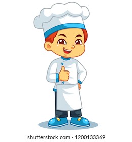 Chef Boy Thumb Up Pose.
