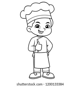 Chef Boy Thumb Up Pose BW.
