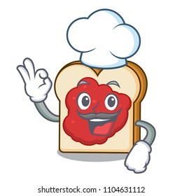 Chef bread with jam character cartoon
