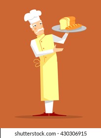 chef & bread vector