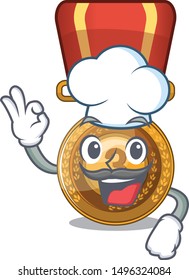 Chef bronze medal cartoon in character cupboard