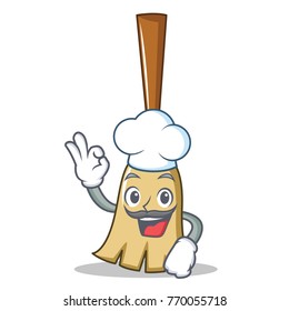 Chef broom character cartoon style
