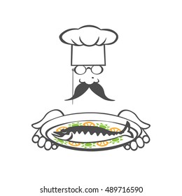 chef brought a big fish on the dish
