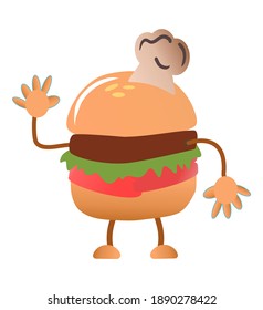 Chef burger cartoons vector illustration