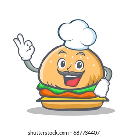 chef burger character fast food