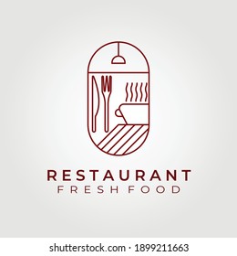Küchenchef, Café, Küche, Logo des Restaurants Vektorgrafik-Design, Minimalismus, Line Art, Dekoration