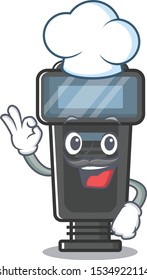 Chef camera flash isolated with the mascot