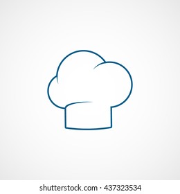 Chef Cap Blue Line Icon On White Background