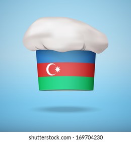 Chef cap with the flag of Azerbaijan. Vector illustrations on the traditional cuisine of different countries.