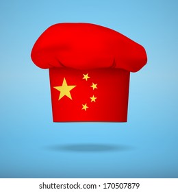 Chef cap with the flag of China. Vector illustrations on the traditional cuisine of different countries.