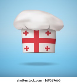 Chef cap with the flag of Georgia. Vector illustrations on the traditional cuisine of different countries.