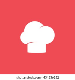 Chef Cap Flat Icon On Red Background