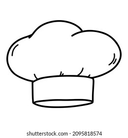 Chef cap. Hand drawn vector illustration, isolated on a white background.