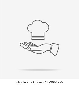 Chef cap and hand icon. Vector concept illustration for design.