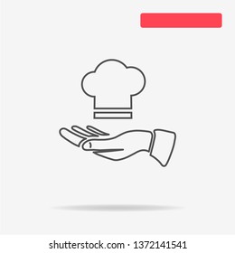 Chef cap and hand icon. Vector concept illustration for design.