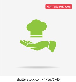 Chef cap and hand icon. Vector concept illustration for design.