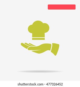 Chef cap and hand icon. Vector concept illustration for design.