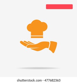 Chef cap and hand icon. Vector concept illustration for design.