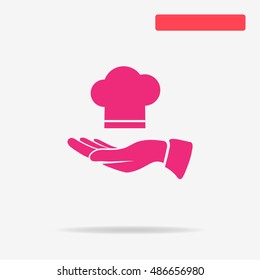Chef cap and hand icon. Vector concept illustration for design.