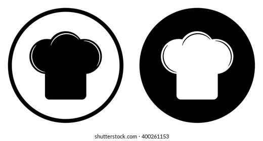 Chef cap icon in circle . Vector illustration