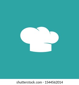 Chef cap icon isolated on blue. Cooking cap. Menu card. Bakery Logo. Flat vector illustration. 