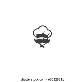 Chef cap icon, moustachr, delicious and sweeten, restaurant, baker shop, vector illustration