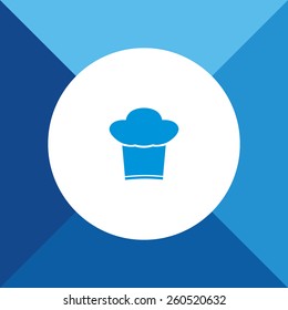 Chef Cap Icon on Blue Background. Eps-10.