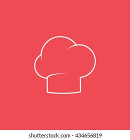 Chef Cap Line Icon On Red Background