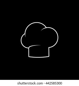 Chef Cap Line Icon On Black Background