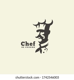 Chef in a cap logo design template for a light background. Vector illustration.