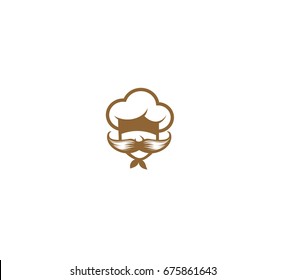 Chef cap and mostache icon, restaurant, vector illustration