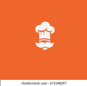 Chef cap, moustache, vector illustration