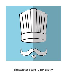 Chef cap and mustache graphic design, vector illustration eps10