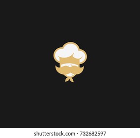 Chef cap, mustache, hand drawn, restaurant and menu, buy and sell, cuisine, vector illustration